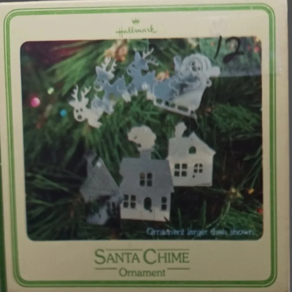 Hallmark santa chime ornament set of 2 1980